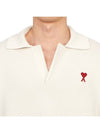 Small Heart Long Sleeve Polo Shirt White - AMI - BALAAN 6