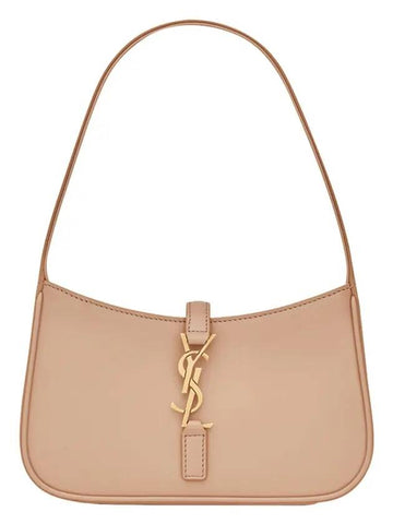 LE 5A 7 Small Smooth Leather Hobo Shoulder Bag Rosy Sand - SAINT LAURENT - BALAAN 1