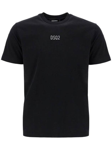 black cotton t-shirt with embroidered logo - DSQUARED2 - BALAAN 1