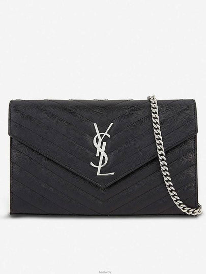 Cassandre Matelasse Chain Cross Bag In Grain de Poudre Embossed Leather Black - SAINT LAURENT - BALAAN 2