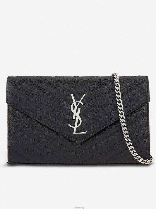 Cassandre Matelasse Chain Cross Bag In Grain de Poudre Embossed Leather Black - SAINT LAURENT - BALAAN 2