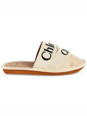 Woody Logo Canvas Slippers Beige - CHLOE - BALAAN.