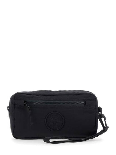 Embroidered Logo Nylon Metal Strap Pouch Bag Black - STONE ISLAND - BALAAN 2