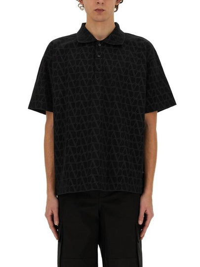 Toile Iconogrape Print Cotton PK Shirt Black - VALENTINO - BALAAN 2