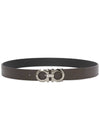 Gancini Reversible Adjustable Leather Belt Black - SALVATORE FERRAGAMO - BALAAN 4