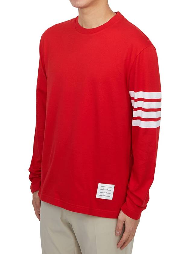 Jersey 4-Bar Long Sleeve T-Shirt Red - THOM BROWNE - BALAAN 3