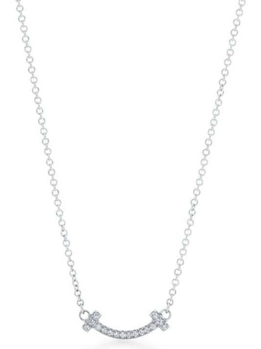 T Smile Pendant 18K Diamond Necklace Silver - TIFFANY & CO. - BALAAN 2