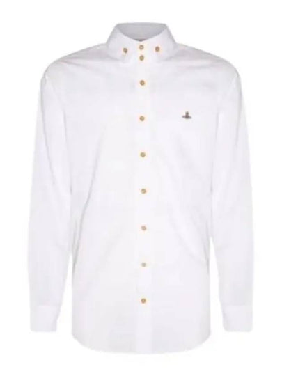 Men's Embroidered ORB Logo Long Sleeve Shirt White - VIVIENNE WESTWOOD - BALAAN 2