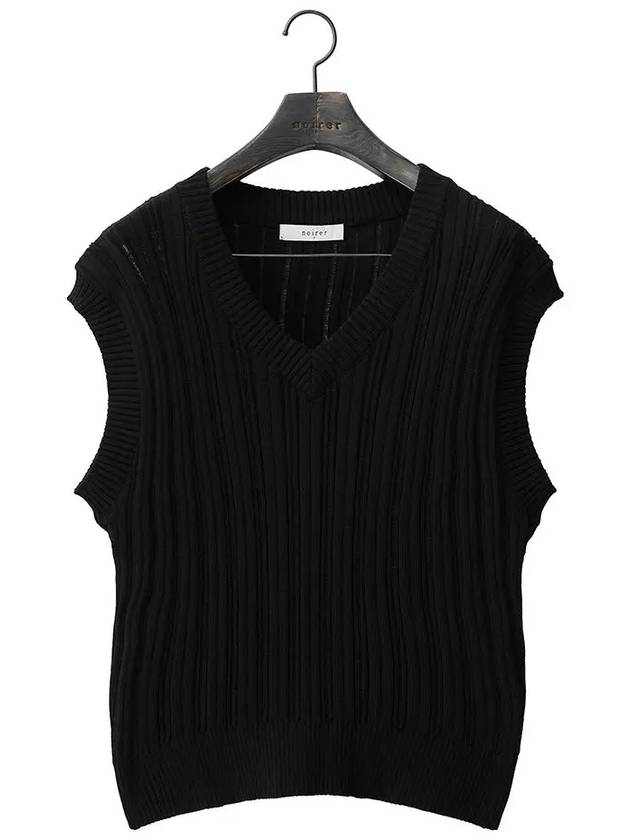 Cotton Stripe Damage Vest Black - NOIRER - BALAAN 3