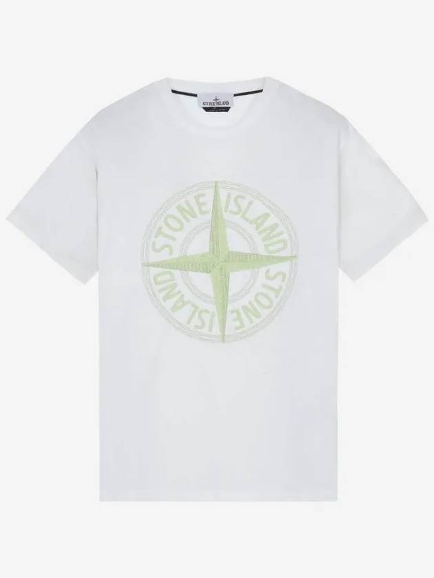 Stitch Embroidered Logo Short Sleeve T-Shirt White - STONE ISLAND - BALAAN 4