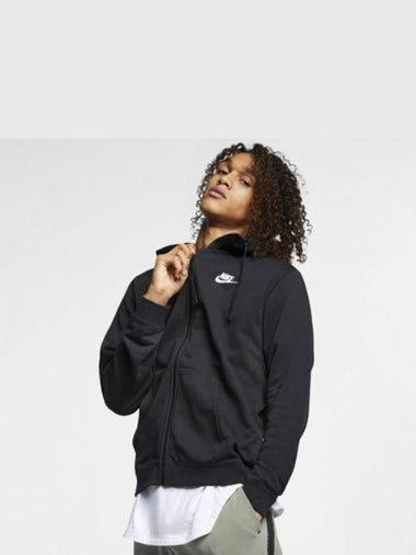 01 804392 010 Club French Terry Hooded Zip Jacket Black - NIKE - BALAAN 1