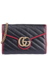 Women's GG Marmont Mini Chain Cross Bag Black - GUCCI - BALAAN 1