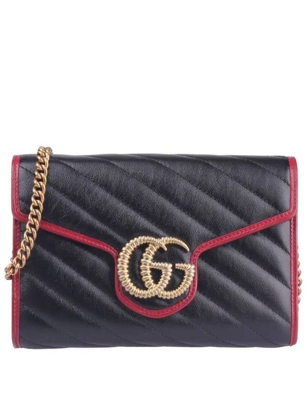 Women's GG Marmont Mini Chain Cross Bag Black - GUCCI - BALAAN 1