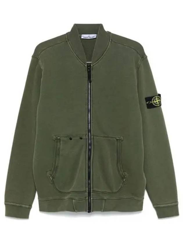 Logo Patch Zip Up Jacket Musk Green - STONE ISLAND - BALAAN 2