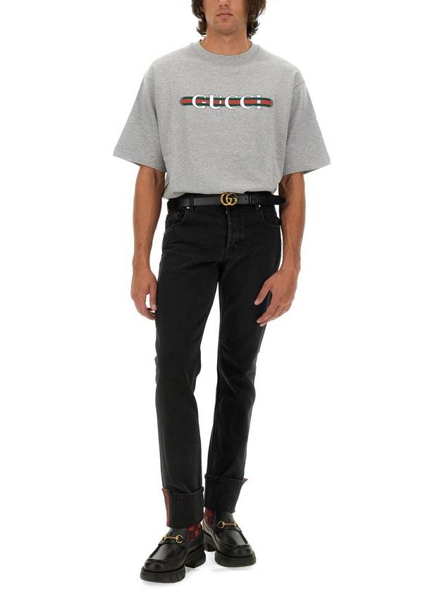 Logo print crew neck short sleeve t shirt gray - GUCCI - BALAAN 3