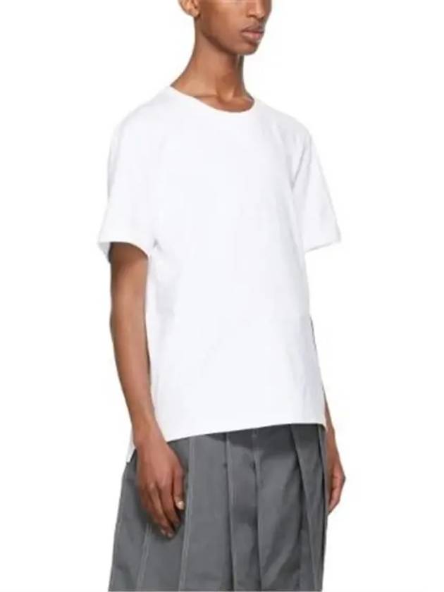 RWB Tipping Stripe Cotton Short Sleeve T-Shirt White - THOM BROWNE - BALAAN 3