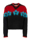 Floral Motif Brushed Effect Knit Top Black Red - MARNI - BALAAN 2