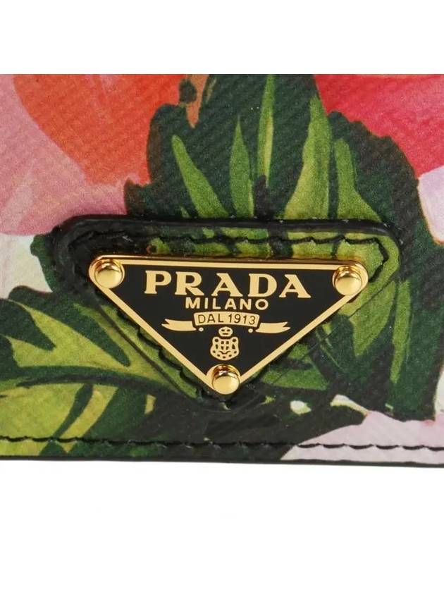 Floral Print Saffiano Card Wallet Black - PRADA - BALAAN 6