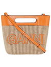 Logo Kraft Small Raffia Cross Bag Orange - GANNI - BALAAN 1