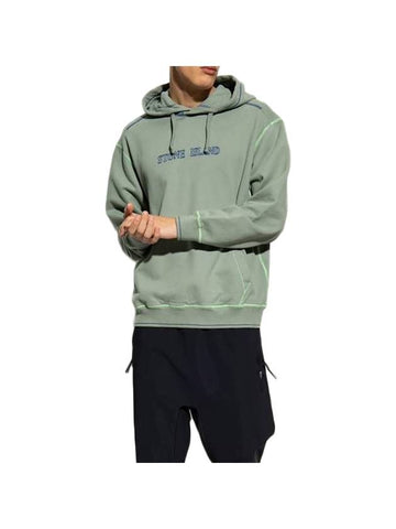 Brushed Cotton Fleece Hoodie Sage Green - STONE ISLAND - BALAAN 1