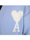 Heart A Logo Wool Cardigan Light Blue - AMI - BALAAN 4