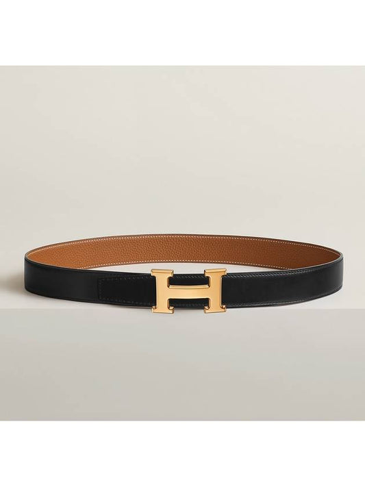 H Gold Buckle Reversible 32mm Leather Belt Noir Gold - HERMES - BALAAN 2