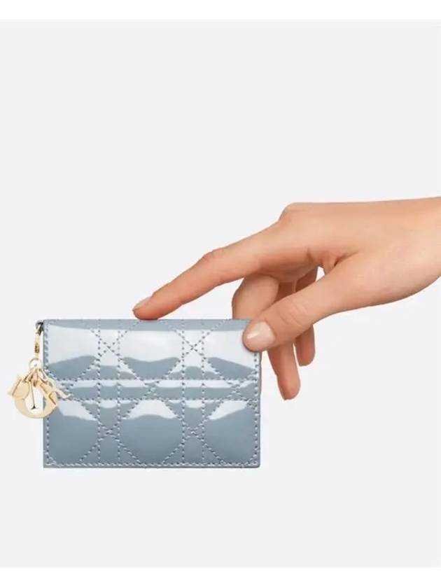 Lady Cannage Patent Calfskin Flap Card Wallet Cloud Blue - DIOR - BALAAN 8