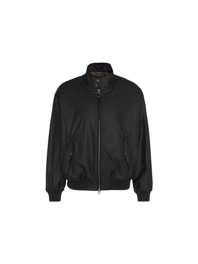 Waxed Harrington Zip Up Jacket Black - BARBOUR - BALAAN 2