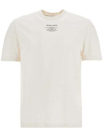 men's organic cotton white t-shirt with printed logo - GOLDEN GOOSE - BALAAN 1