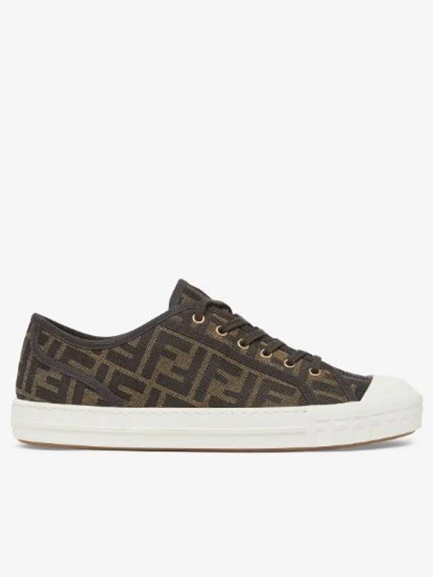 Domino FF Fabric Low Top Sneakers Brown - FENDI - BALAAN 2