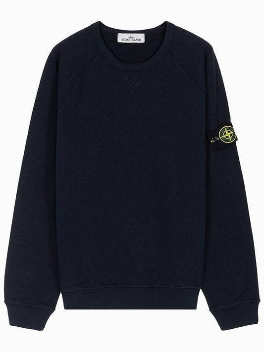 Garment Dyed Malfile Fleece Crewneck Sweatshirt Navy - STONE ISLAND - BALAAN.