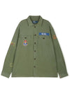 Men's Embroidered Patch Multi Cotton Long Sleeve Shirt Green - POLO RALPH LAUREN - BALAAN 2