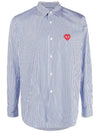 Men's Heart Wappen Striped Long Sleeve Shirt Blue - COMME DES GARCONS - BALAAN 2