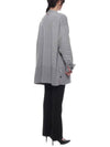 Fine Merino Wool 4-line Oversized Fit V-neck Cardigan Light Grey - THOM BROWNE - BALAAN 7