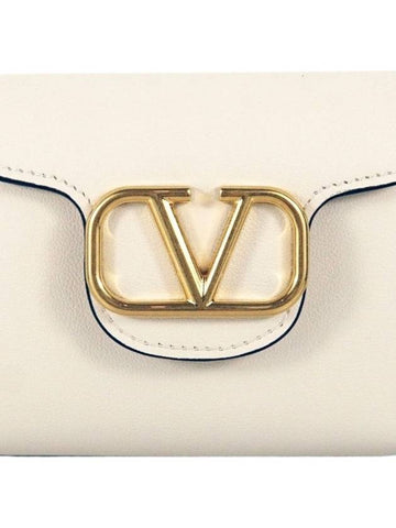 Garavani V logo half wallet ivory 4W2P0Z19 ZXL I16 - VALENTINO - BALAAN 1