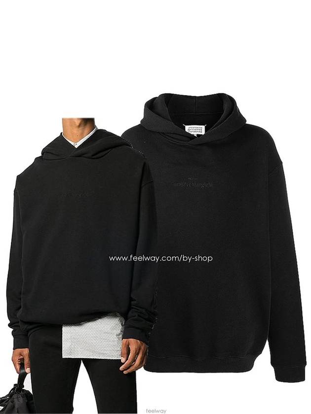 Reverse Embroidery Logo Cotton Hoodie Black - MAISON MARGIELA - BALAAN 2