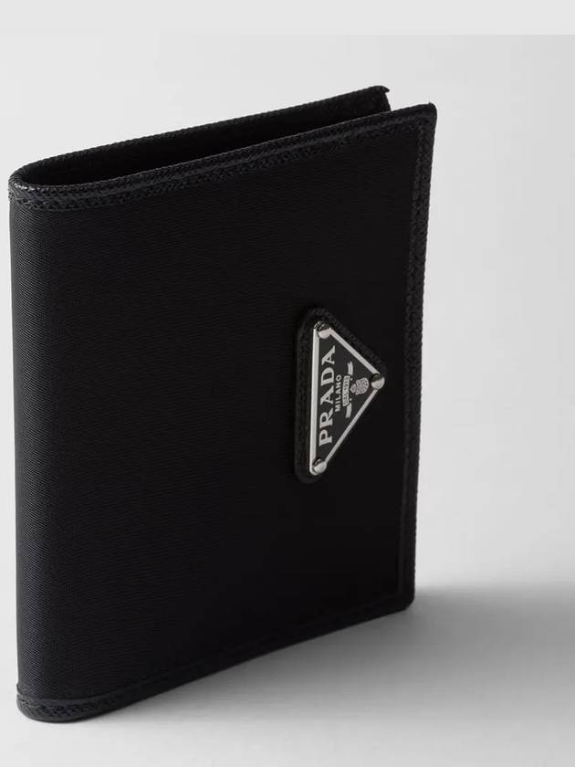 Enamel Triangle Logo Re-Nylon Half Wallet Black - PRADA - BALAAN 5