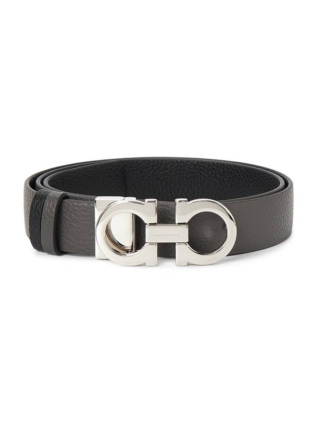 Women's Gancini Double-Sided Leather Belt Black - SALVATORE FERRAGAMO - BALAAN 2