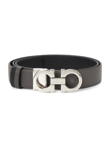 Women's Gancini Double-Sided Leather Belt Black - SALVATORE FERRAGAMO - BALAAN 1