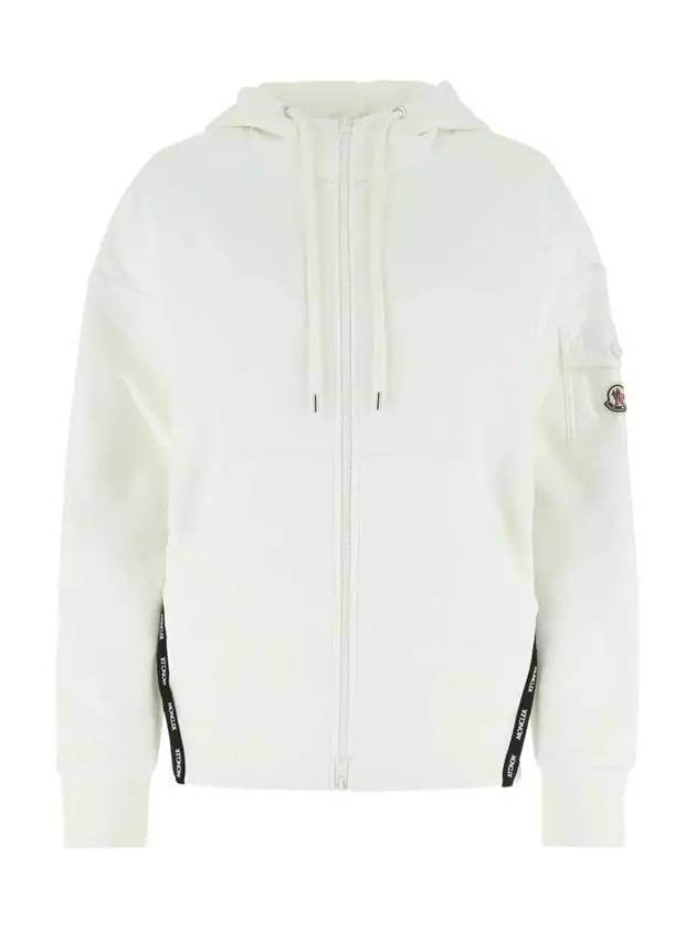 Logo Fleece Zip Up Hoodie Silk White - MONCLER - BALAAN 3