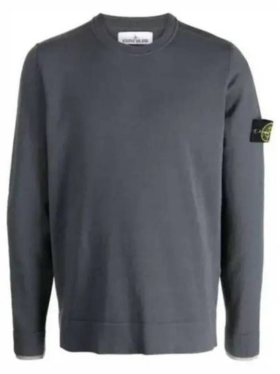 Logo Patch Crew Neck Knit Top Grey - STONE ISLAND - BALAAN 2