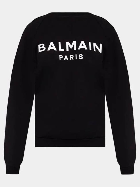 Front Logo Crew Neck Sweatshirt Black - BALMAIN - BALAAN 2