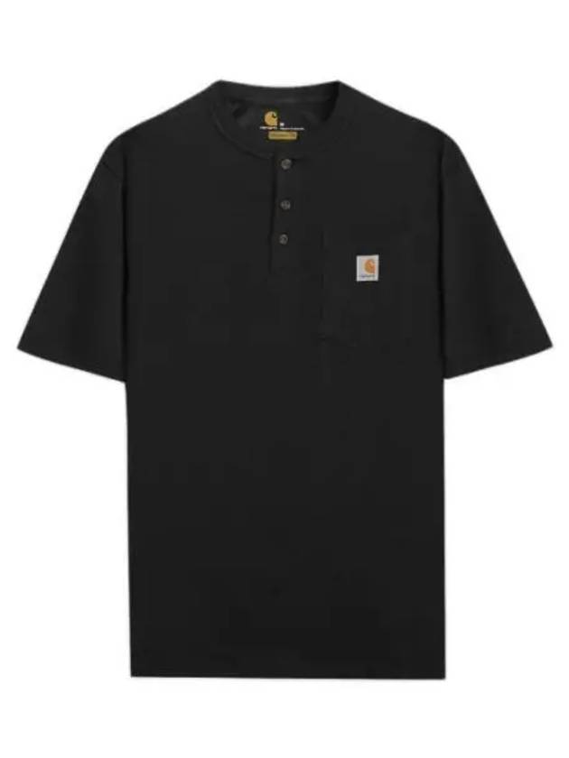 Pocket Henley Loose Fit Heavyweight Short Sleeve T-Shirt Black - CARHARTT - BALAAN 1