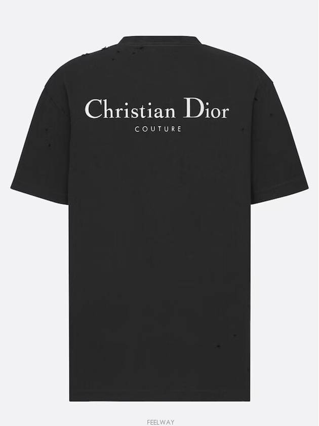 Couture Lettering Logo Short Sleeve T-Shirt Black - DIOR - BALAAN 5