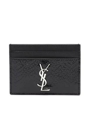 Cassandre Logo Card Wallet Black - SAINT LAURENT - BALAAN 1