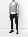 cashmere diagonal short V-neck cardigan medium gray - THOM BROWNE - BALAAN 6