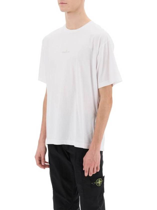 Logo Print Short Sleeve T-Shirt White - STONE ISLAND - BALAAN 5