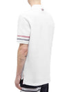 Men's RWB Stripe Cotton Polo Shirt White - THOM BROWNE - BALAAN 4