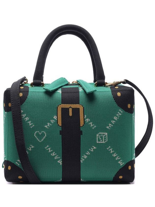 Jacquard Fabric Tote Bag Green - MARNI - BALAAN 2