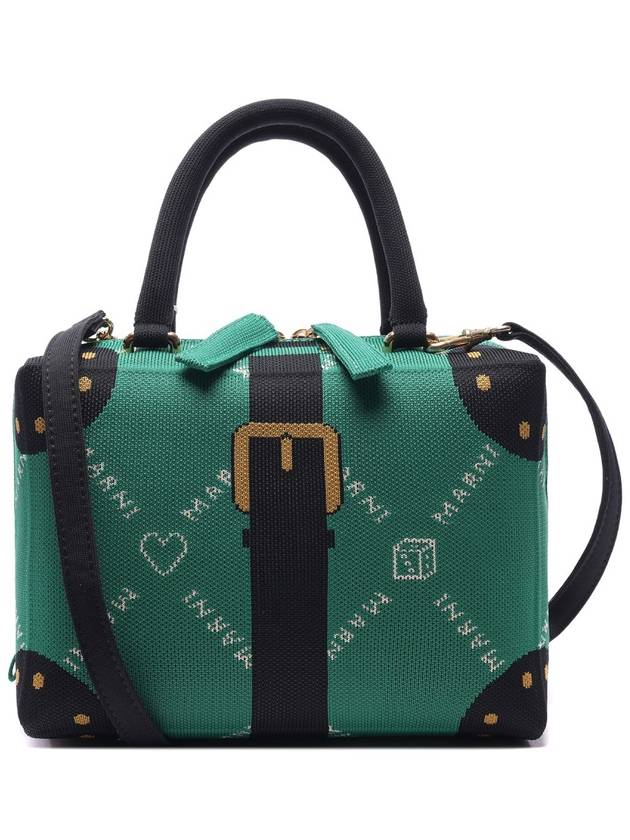 Jacquard Fabric Tote Bag Green - MARNI - BALAAN 3